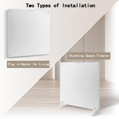 Wall Mounted Space Heater Panel, 2-in-1 Ceramic Standing Heater with Overheat Protection Silent Fanless Operation, 400 W for Living Room Bathroom