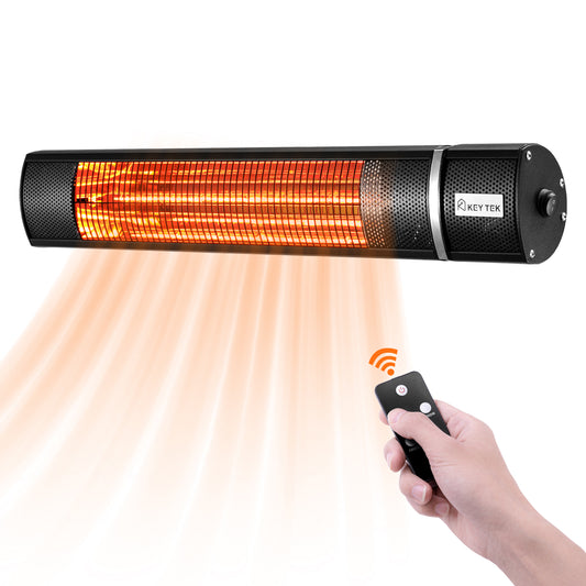 1500W Wall-Mounted Infrared Patio Heater with 3 Heat Settings, Fast Heating, and Remote Control Black